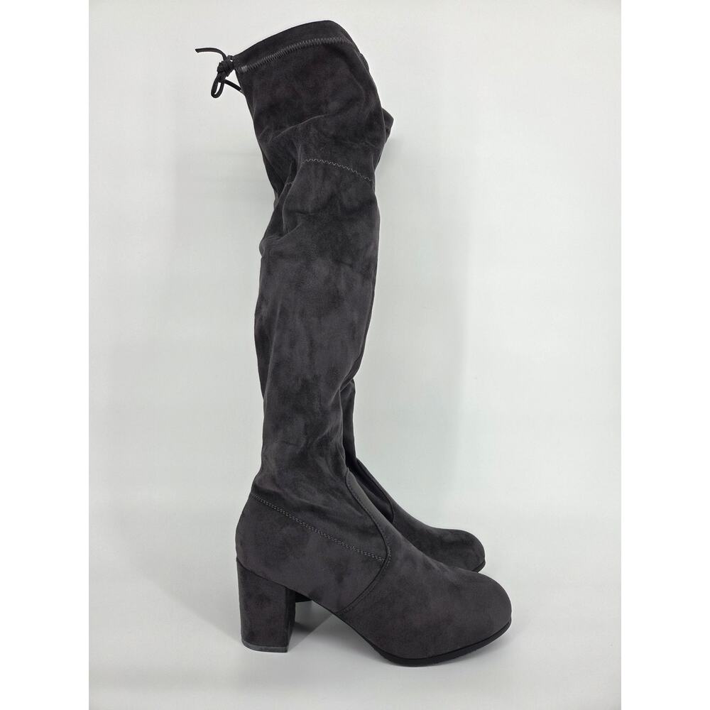 Forever Grey Over the Knee Thigh High Suede Heeled Boots NEW Boutique Size 10